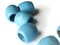 8 17mm Wooden Barrel Beads Large Hole Sky Blue Vintage Wood Beads